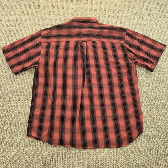 Pendleton Button Down Shirt Red Black Plaid Short‎ Sleeve 100% Cotton Mens Large - Picture 3 of 7